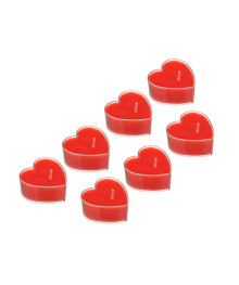 Набор свечей в гильзе в виде сердца, 7 шт, парафин, пластик (4x2 см) цвет красный