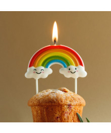 Свеча для торта, радуга, 8 см, 11 см, парафин