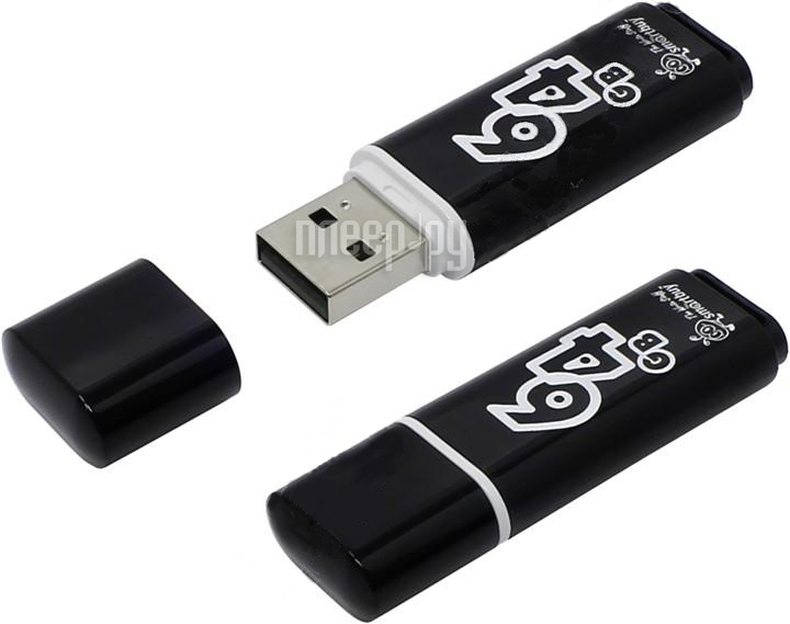USB2.0 FlashDrives64 Gb Smart Buy  Glossy series Black