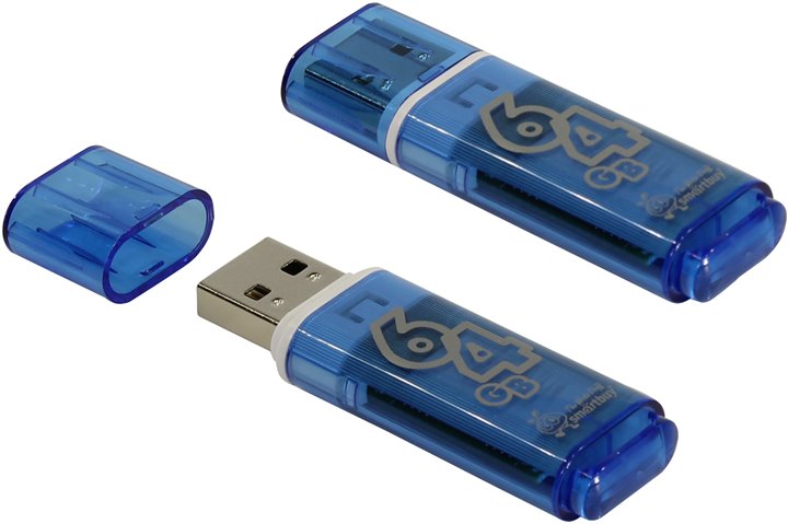 USB2.0 FlashDrives64 Gb Smart Buy  Glossy series Blue