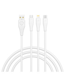 Кабель USB - 3в1 BY Base USB(A)-Type-C/microUSB/iP, 18W, 1,2 м, 3A, PVC, белыйВостоку. Адаптер Rolsen оптом по низкой цене. Качественные адаптеры оптом со склада в Новосибирске.