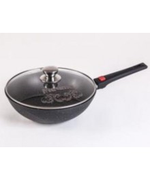 Мечта Сковорода литая 30см АП Гранит Black с крышк. и со съемной ручкой арт С030802 (6)Соковородки Мечта оптом, казаны