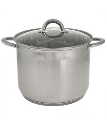 WEВBER Кастрюля BE-367/2  10л, нерж сталь со стеклянной крышкой,  24*21см
