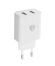 Блок пит USB сетевой BY Double 10Вт, 2xUSB, 2А, 5В,110-240В, 50-60Гц, пластик белыйUSB Блоки питания, зарядки оптом с доставкой по России.