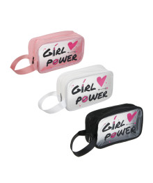 Косметичка банная с боковой ручкой ЮL Girl Power, ПУ, ПВХ, 21,5х12,5х8, 3 цвета Востоку. Косметички оптом по низкой цене. Качественные косметички оптом со склада в Новосибирске.
