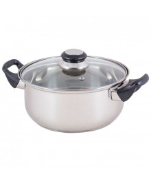 Mallony Кастрюля BAK-S-03  2.8л, из нерж стали с крышкой (стекло), ручки - бакелит доставкой - Новосибирск, Новокузнецк, Горно-Алтайск. Низкие цены, большой ассортимент посуды оптом