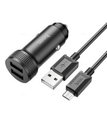 ЗУ в прикуриватель HOCO Z49 + Micro USB Чёрный (2*USB, ,2400mA)