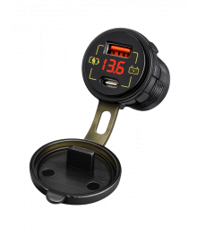 Переходник авто прикуривателя TDS TS-CAU58 врезной красный (2 гнезда, PD 18W, QC 18W)