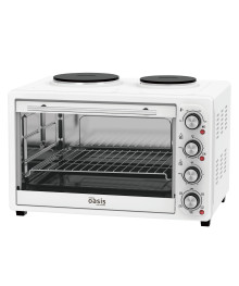 Духовка электрическая Oasis M-BL35W1 бел (35л, 1500+700+1000Вт, две комфорки, конвекция )плитки оптом с доставкой в Новосибирске. Большой каталог лектропечек, духовок оптом по низкой цене.
