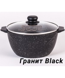 Мечта Кастрюля литая 4л АП Гранит Black со стекл крышкой арт 44802 (5)Соковородки  Мечта оптом, казаны