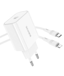 Блок пит USB сетевой BOROFONE BA57A, PD20W, 1хUSB-С, 3А + кабель (Type-C на 8pin (Lightning)), 1 мUSB Блоки питания, зарядки оптом с доставкой по России.