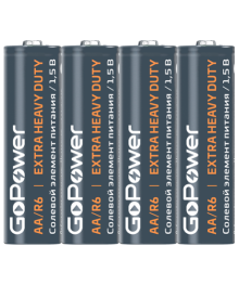 Бат R6              GoPower Shrink 4 Heavy Duty 1.5V (4/60/1200)Батарейки оптом