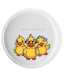 Гарнитура QUMO ViBE ВТ 0100 <Ducks> Bluetooth BT 5.3, Type-C, 200mah+30mah, динамик 13мм, белыйуры Defender, CBR, Ritmix, SmartBuy оптом по низким ценам со склада в Новосибирске. Микрофоны оптом