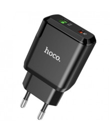 Блок пит USB сетевой HOCO N5, PD20W+QC3.0, 1хUSB-А, 1хType-C, 3А, черный (12/120)USB Блоки питания, зарядки оптом с доставкой по России.