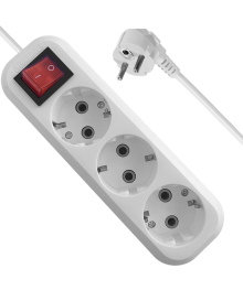 Удлинитель сетевой Defender L330 выключатель (3 гнезда, 15 м, 16 А) с заземлением