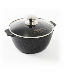 Мечта Кастрюля литая 2л АП Гранит Black Induction Pro со стекл крышкой арт 42802И (7)Соковородки  Мечта оптом, казаны