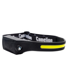 Фонарь  Camelion LED 5383 (налобн, черн, лента  каучук. COB+LED, 4 реж, 3XAAA, пласт, рез, сэндвич