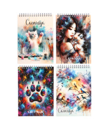 Скетчбук А5 (альбом), 14,5х20cм, 30л. обл. картон, блок 120г/м2, спираль, тв. подложка, 4 диз.Товары для творчества оптом с доставкой по РФ. Большой каталог товаров для творчества оптом.