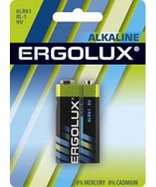 Бат 6LR61    (6LF22)   Ergolux 9V BL-1 (12) алкалиноваяБатарейки оптом