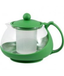 Чайник заварочный Mallony PTP-20-750ML (стекло, пластик корпус, пласт.ситечко), цвета в ассорткерамики в Новосибирске оптом большой ассортимент. Посуда фарфоровая в Новосибирскедля кухни оптом.