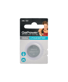 Бат CR-2016 GoPower BL1 Lithium 3V (1/50/2000)Батарейки оптом