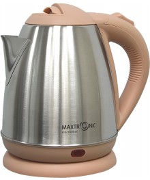 Чайник MAXTRONIC MAX-502 нерж + беж (1,5кВт, 1,5л, мет корпус, скрытый нагр элемент) 16/упсомольск-на-Амуре. Большой каталог металлических чайников Казбек, Василиса,  Delta, Galaxy, Irit, М