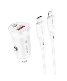 ЗУ в прикуриватель BOROFONE BZ18A + кабель iOS Lightning Белый (PD20W+QC3.0, 3000mA) с доставкой по Дальнему Востоку. Большой каталог авторазветвителей оптом со склада в Новосибирске.