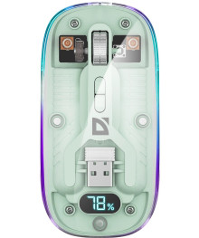 Мышь Defender беспр Ixes MM-999 зел/прозрачн,2.4G+BT,2400dpi радуж