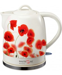Чайник MAXTRONIC MAX-YD-182 керам Маки на белом(1,5 кВт, 1,6 л) (8/уп)ирске. Отгрузка в Саха-якутия, Якутск, Кызыл, Улан-Уде, Иркутск, Владивосток, Комсомольск-на-Амуре.