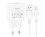 Блок пит USB сетевой  BOROFONE BA74A, 1хUSB-А, 2.1А + кабель (AM-8pin (Lightning), 1 м, белый (60/